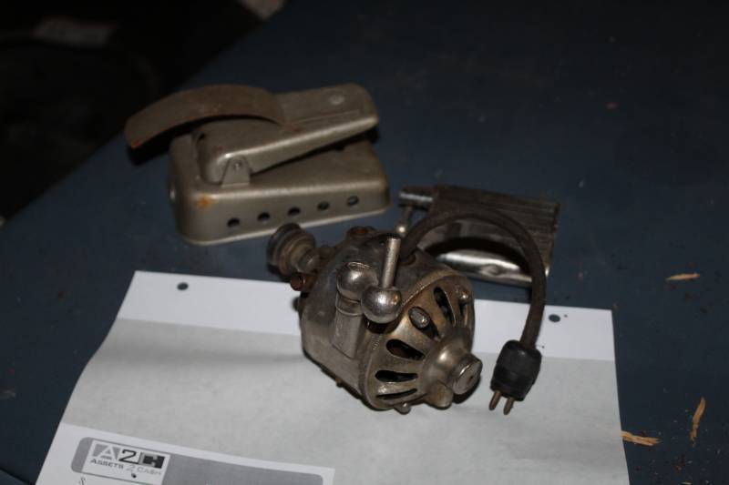 lot 183 image: Sewing Machine Motor, Floor Pedal, Old Lighter