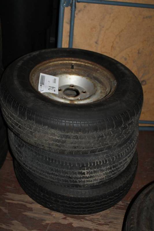 lot 24 image: P20575R14 Tires with 5in. 5-Lug 14in. Steel Wheels