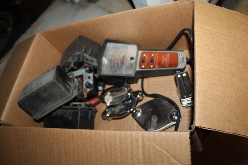 lot 120 image: Power Meter, Old Voltage Regulators, Chrome Pipe Caps