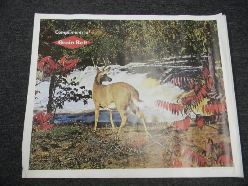 lot 19 image: RARE - VINTAGE GRAIN BELT BEER MPLS. BREWING CO. ADVERTISING PRINT - RARE - APPROX 33 BY 27 ON CANVAS TYPE PAPER - SEE PICTURES