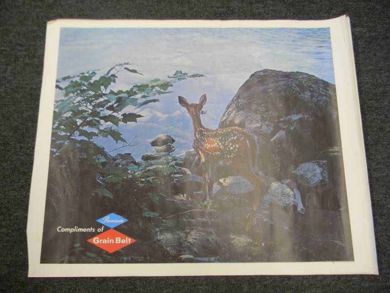 lot 20 image: RARE - VINTAGE GRAIN BELT BEER MPLS. BREWING CO. ADVERTISING PRINT - RARE - APPROX 33 BY 27 ON CANVAS TYPE PAPER - SEE PICTURES