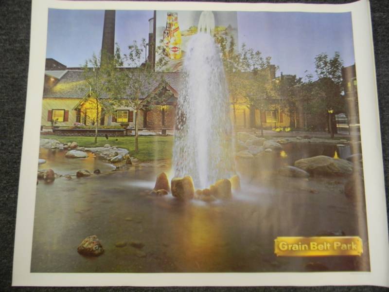 lot 21 image: RARE - VINTAGE GRAIN BELT BEER MPLS. BREWING CO. ADVERTISING PRINT - RARE - APPROX 33 BY 27 ON CANVAS TYPE PAPER - SEE PICTURES