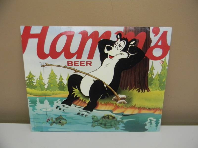 lot 31 image: VINTAGE HAMMS BEER ADVERTISING SIGN - BEAR FISHING - SEE PICTURES
