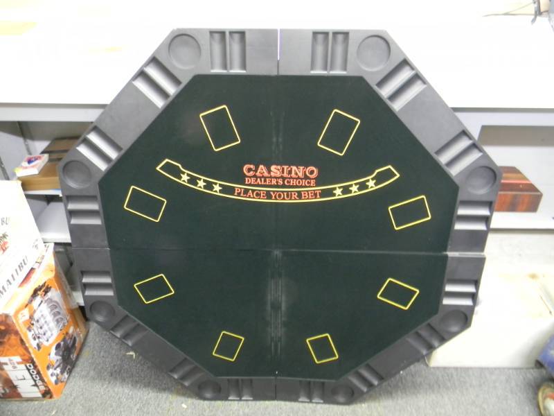 lot 42 image: 48 Octagon 8 Player Folding Poker Table Top - New - CASINO DEALERS CHOICE, NICE HEAVY TOP - SEE PICTURES