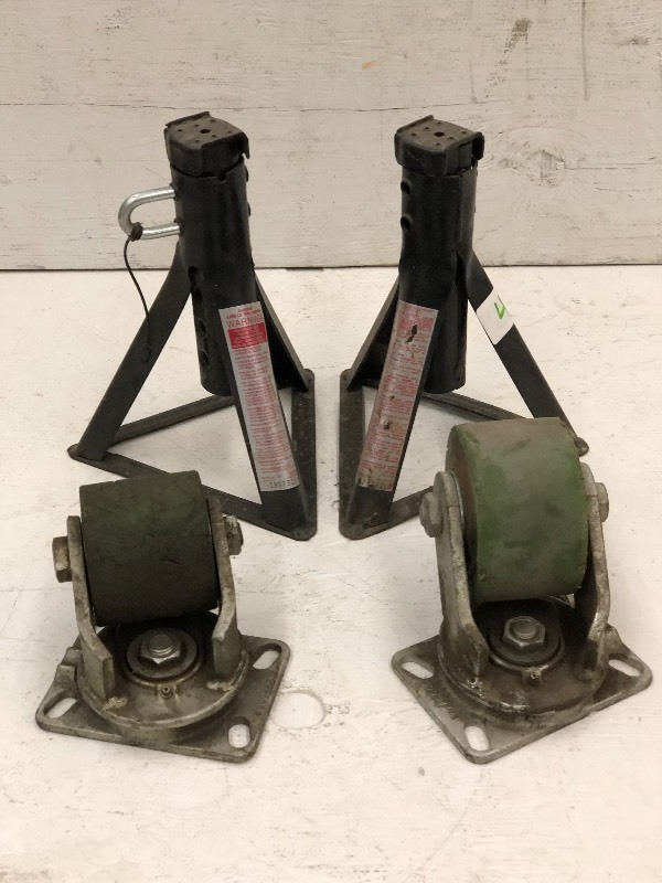 lot 43 image: (2) Jack Stands & (2) Caster Wheels