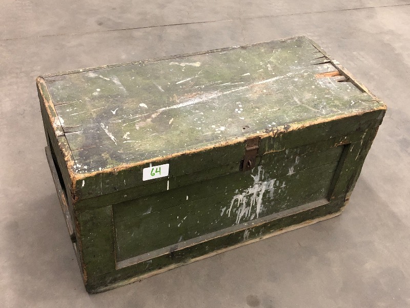 lot 64 image: Wooden Chest Full Of Assorted Vintage Tools
