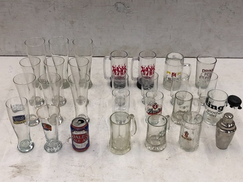 lot 55 image: (2) Boxes Of Assorted Drink Glasses & Etc