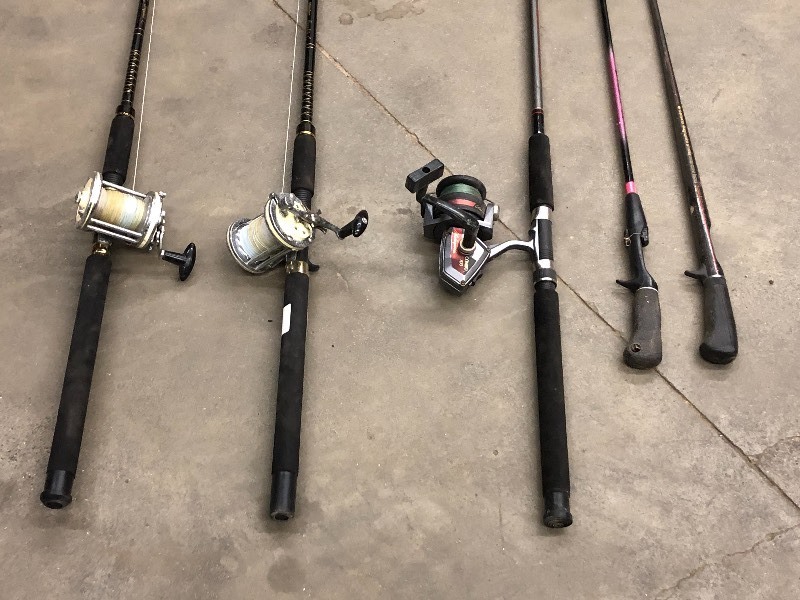 lot 94 image: (3) Muskie Fishing Rods With Reels
