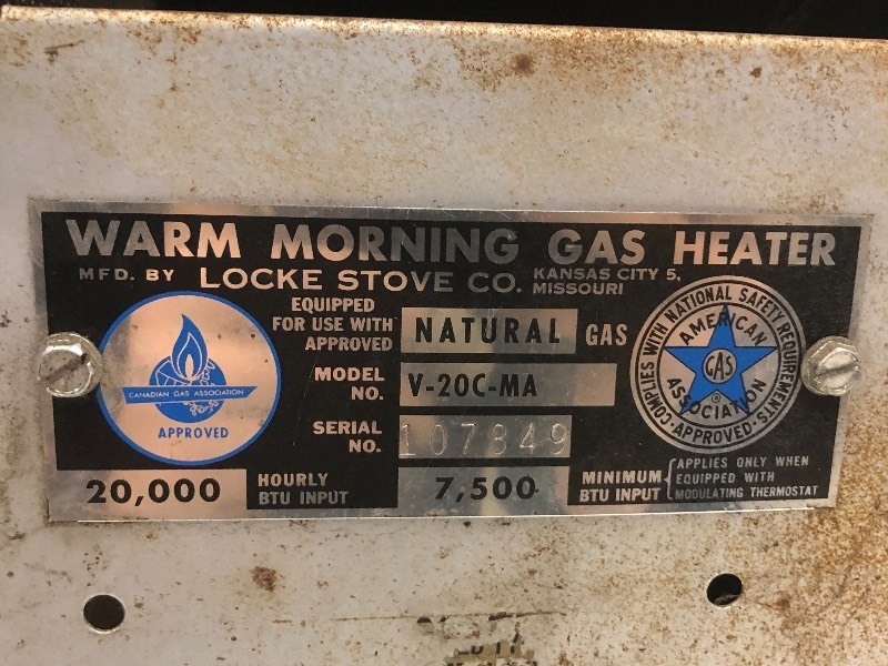 Warm-Morning Gas Furnace | Loretto Equipment #400 | K-BID