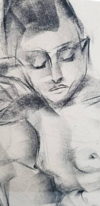 lot 44 image: Original 1950s Les Anderson Mid Century Charcoal Nude Drawing 
