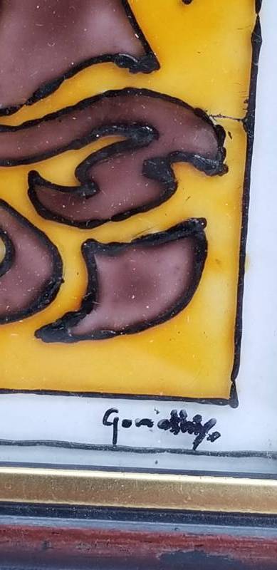lot 54 image: Original Framed Stained Glass Art Signed by Artist Gomathy