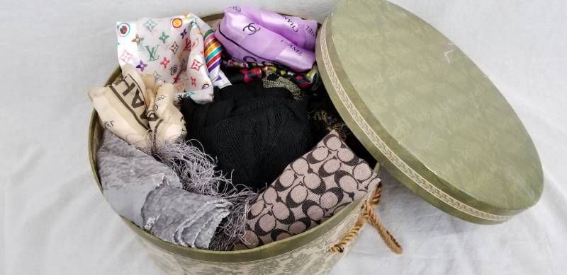 lot 93 image: Lot of Designer Luxury Scarfs Louis Vuitton, Coach, Chanel, Chan Luu, Etc.
