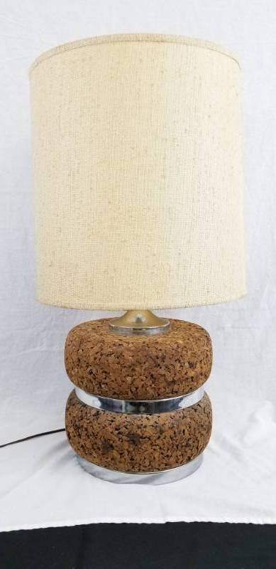 lot 141 image: Vintage Mid Century Modern Cork Base Lamp