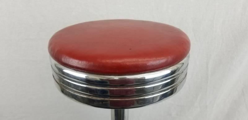 lot 126 image: 1930s Art Deco Red and Chrome Diner Stool
