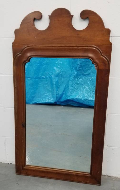 lot 132 image: Vintage Stickley Wood Framed Rectangular Mirror 1954
