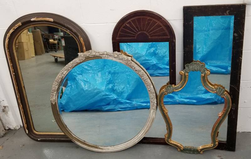 lot 138 image: Lot of 5 Antique Wood Framed etc. Mirrors