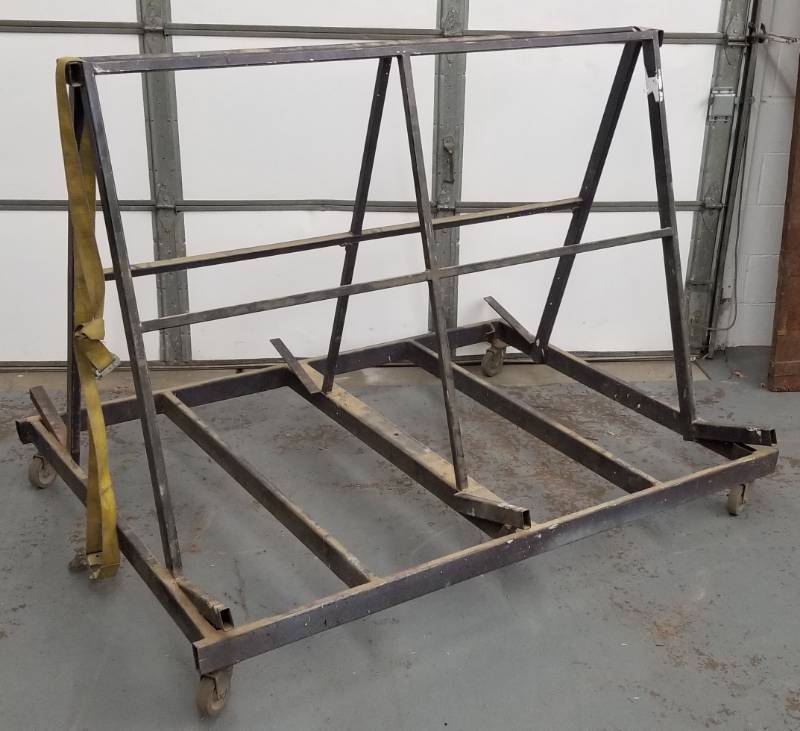 lot 148 image: Metal Cantilever Cart Rolling Storage on Wheels