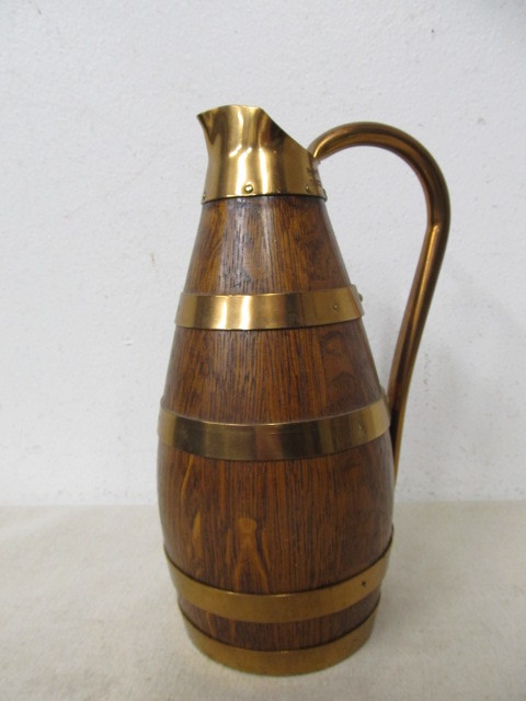 lot 12 image: NOS Unused Vintage French GERAUD LAFITTE  Copper & Oak Wine Pitcher