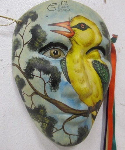 lot 55 image: Vintage Hand Painted Mexican Art Pottery Mask
