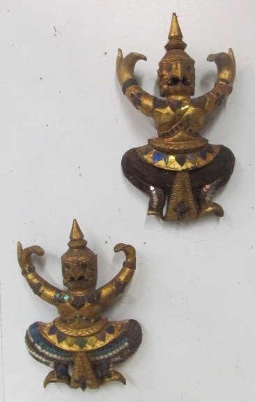 lot 58 image: Vintage Carved Painted & Jeweled Deity Figures