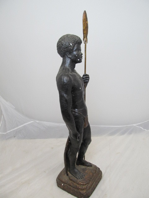 lot 102 image: Large 30 Signed Vintage African Warrior Statue
