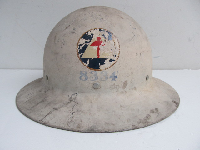 lot 163 image: Orig Vintage Metal US Military Civil Defense Medical Helmet