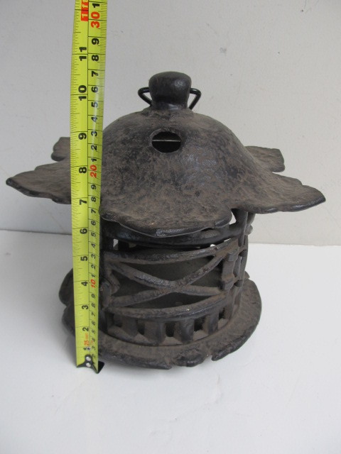 lot 129 image: Large Vintage Japanese Cast Iron Hanging Lantern