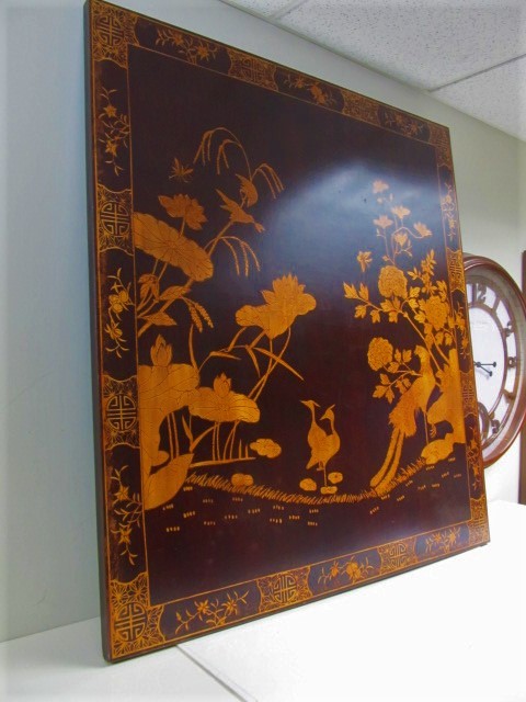 lot 154 image: LARGE Vintage 1970s Solid Wood Oriental Wall Hanging