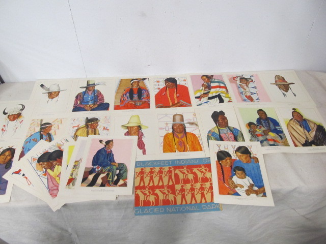lot 195 image: Orig 1940 BLACKFEET Indians of Glacier National Park 24 Print set wEnvelope