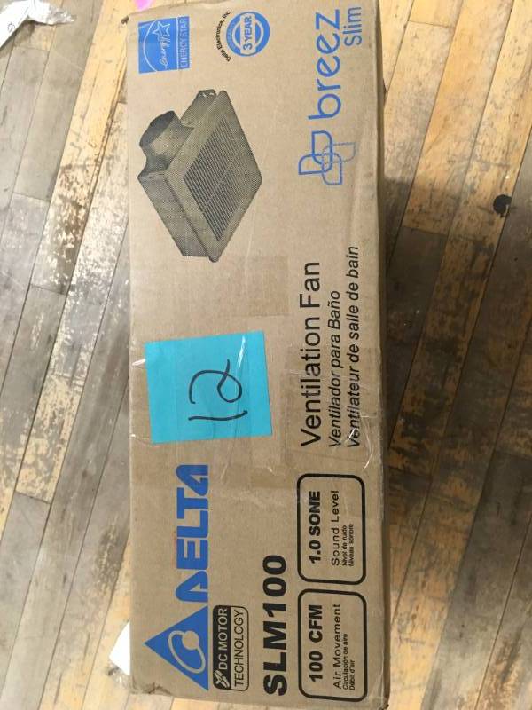 lot 12 image: Delta Breez Slim Series 100 CFM Ceiling or Wall Bathroom Exhaust Fan, ENERGY STAR not used