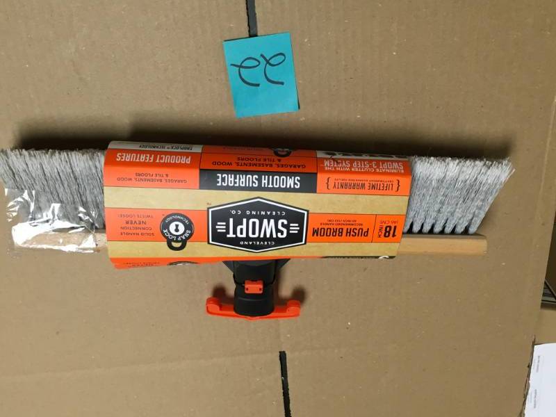 lot 22 image: Swopt 18 in. Premium Smooth Surface Push Broom Head not used