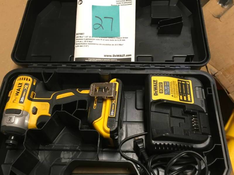 lot 27 image: DEWALT 20-Volt MAX XR Lithium-Ion Cordless Brushless 14 in. 3-Speed Impact Driver with Battery 2Ah, Charger and Case used in working condition