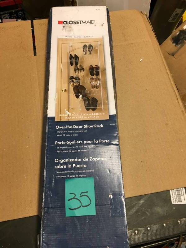 lot 35 image: Closet Maid 8040 Over-The-Door Shoe Rack not used
