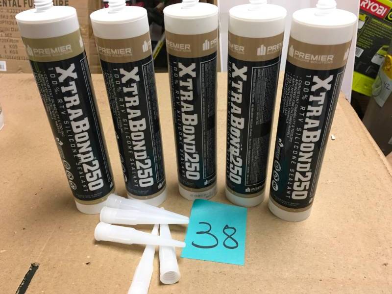 lot 38 image: XtraBond 250 100% RTV Silicone Sealant - White - 10.1 fl oz. LOT OF 5 TUBES not used