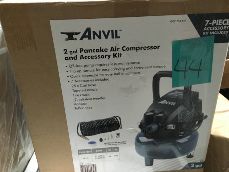 lot 44 image: ANVIL 2G Pancake Air Compressor with 7-Piece Accessories Kit not used