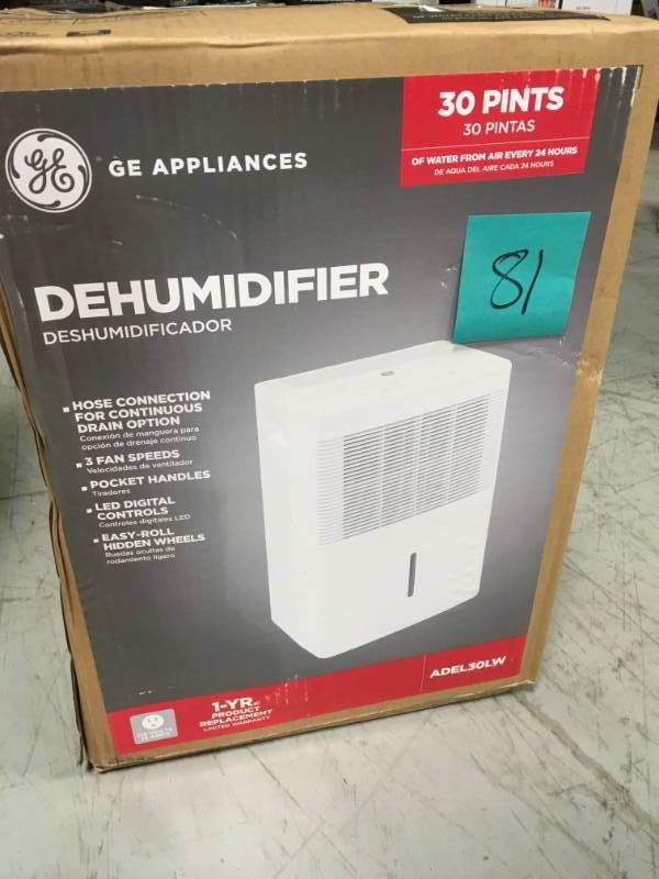 lot 81 image: GE 30 pt. Dehumidifier used in working condition