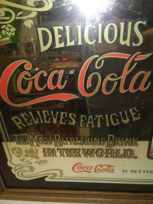 lot 158 image: Framed Coca-Cola mirror sign.