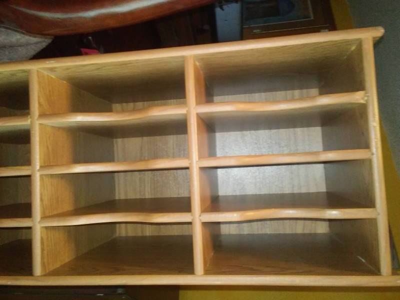 lot 185 image: Wood forms divider - office or shop,
