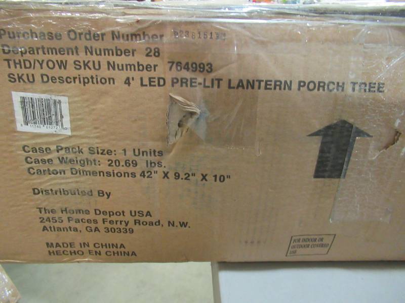 lot 4 image: Home Accents Holiday 4 ft. Pre-Lit Artificial Christmas Lantern Porch Tree with 50 Warm White LED Light