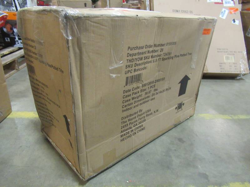 lot 15 image: Home Accents Holiday 6.5 ft. Indoor Pre-Lit Sparkling Pine Porch Artificial Christmas Tree, 16HD0165