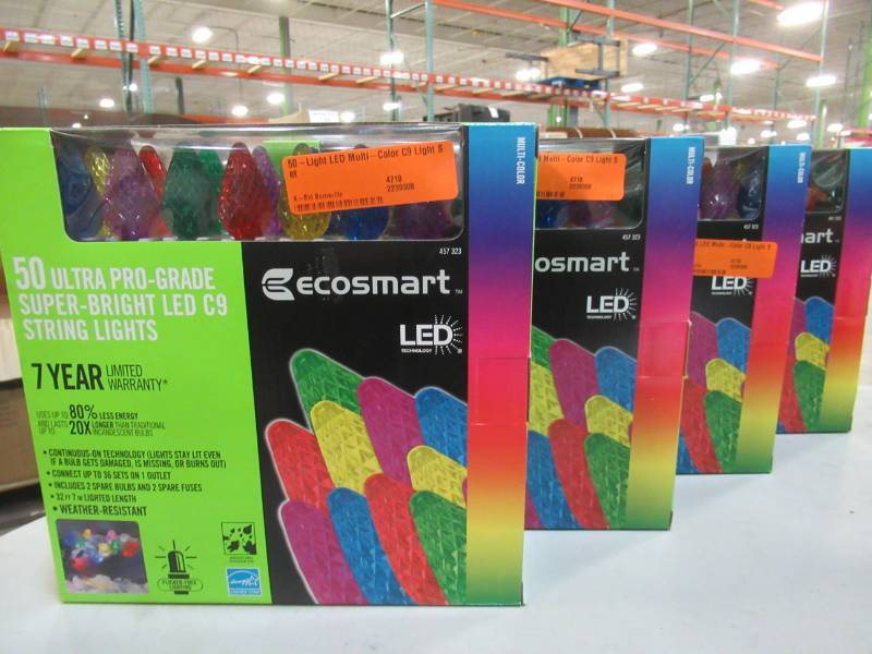 lot 51 image: 4 Ecosmart 50-Light LED Multi-Color C9 Light Sets, 703155