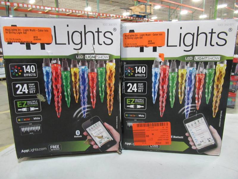 lot 119 image: 2 boxes of AppLights 24-Light Multi-Color Icicle String Light Sets, 37206