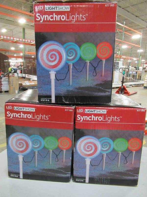 lot 128 image: 3 Boxes of 18.11 in. Color Changing Pathway Peppermint Stakes (Set of 4Box) 34986