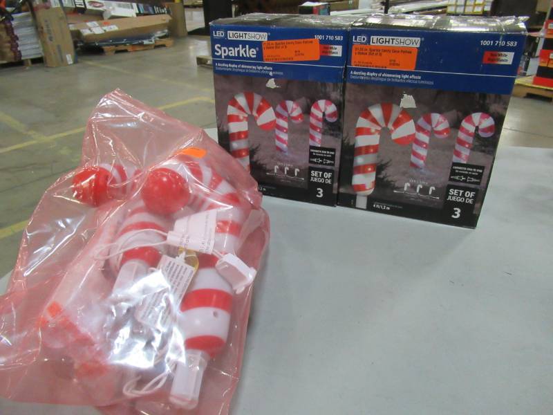 lot 129 image: 3 Sets of LightShow 21.26 in. Sparkle Candy Cane Pathway Stakes (Each Set has 3), 82526