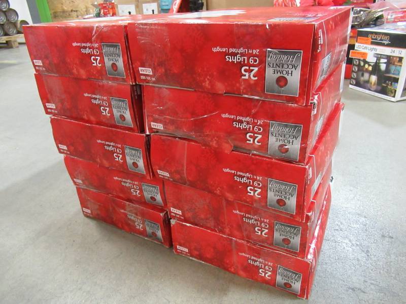 lot 150 image: 10 Boxes of Home Holiday Accents 24 C9 25-Light Clear Color Incandescent Light String