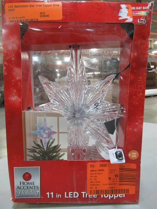 lot 271 image: Home Accents Holiday LED Bethlehem Star Tree Topper Ornament, 1130280