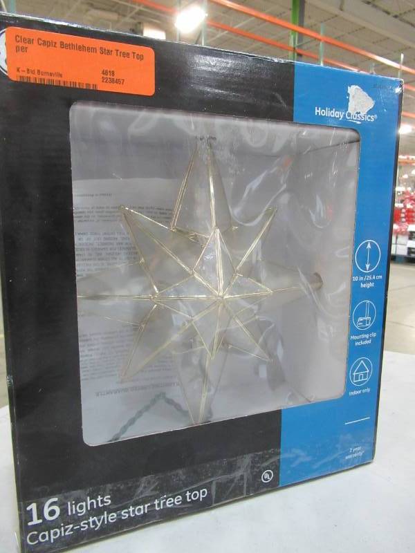 lot 233 image: GE Clear Capiz Bethlehem Star Tree Topper, 71401HD