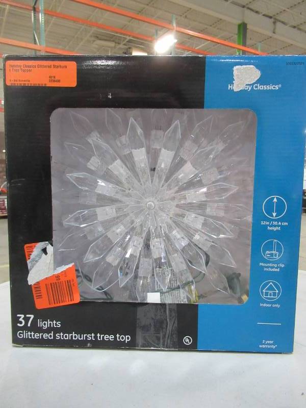 lot 249 image: GE Holiday Classics Glittered Starburst Tree Topper, 71250HD