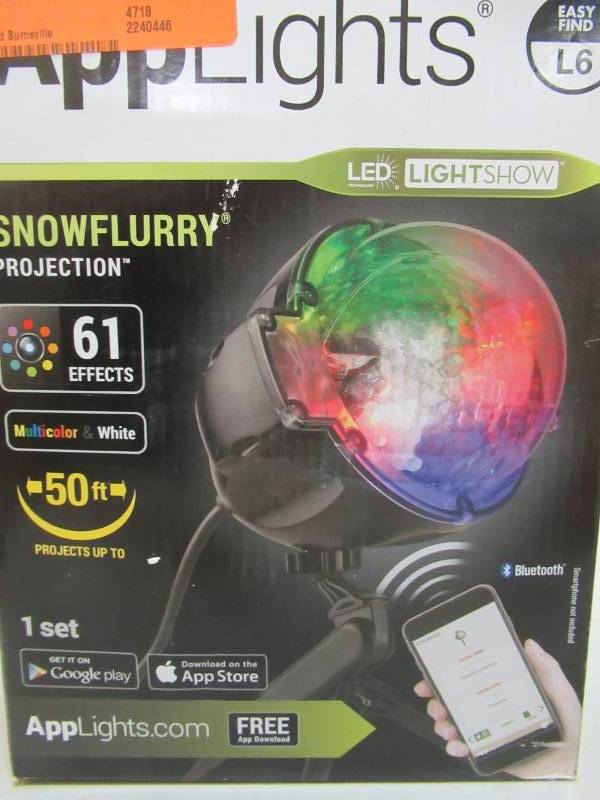 lot 101 image: AppLights LED Projection-SnowFlurry 61 Programs Stake Light, 39109
