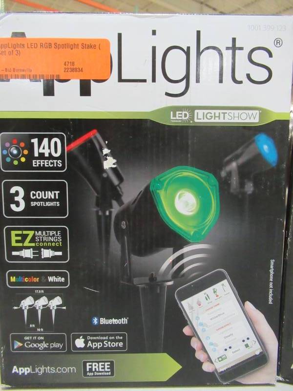 lot 124 image: 2 Boxes of AppLights LED RGB Spotlight Stake (Set of 3Box) 38874